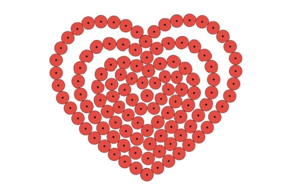 Водорозчинний флізелін зі схемою "Серце" Ф-36, пришивний